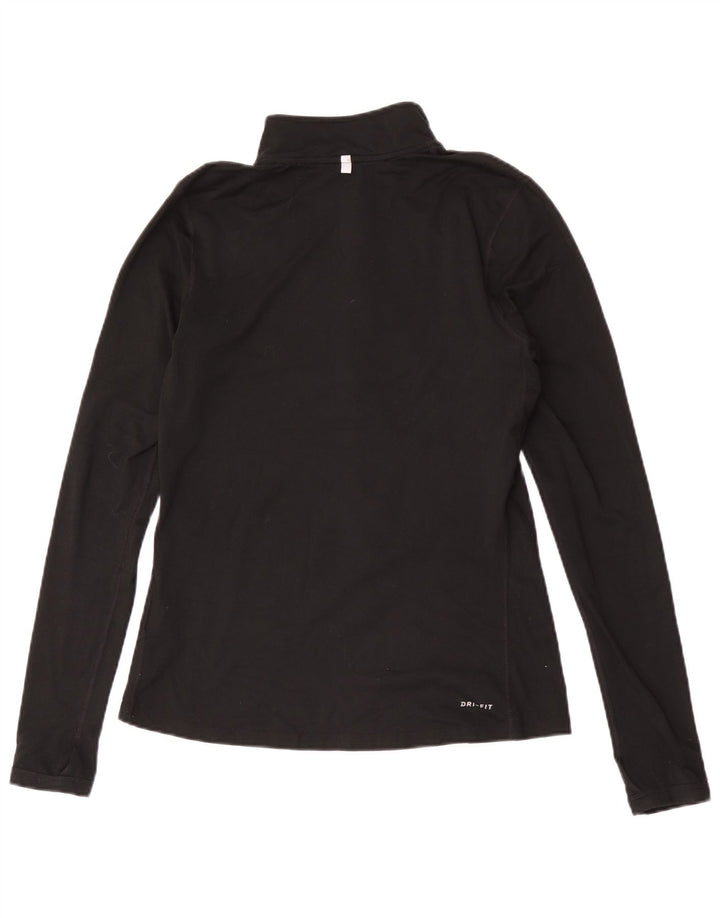Nike Womens Dri Fit Zip Neck Pullover Treino Top Reino Unido 10 Pequeno Preto