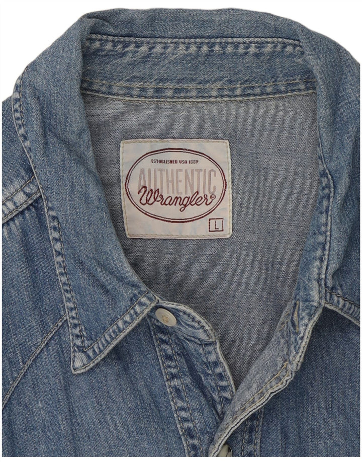 Camisa jeans Wrangler masculina ocidental grande azul