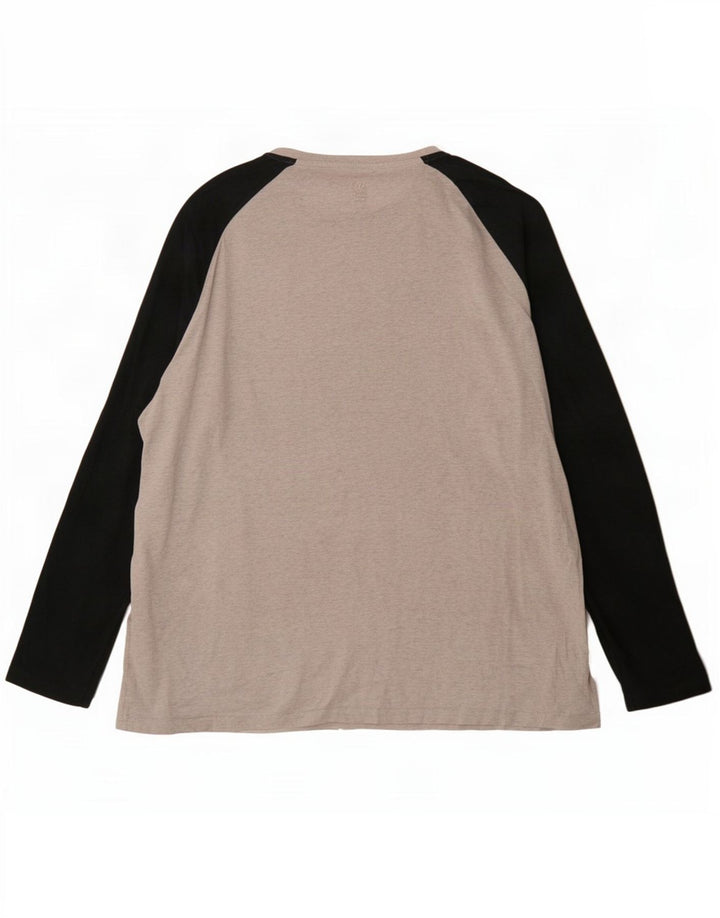 Fat Face Mens Top Manga Longa 2XL Algodão Colourblock Cinza