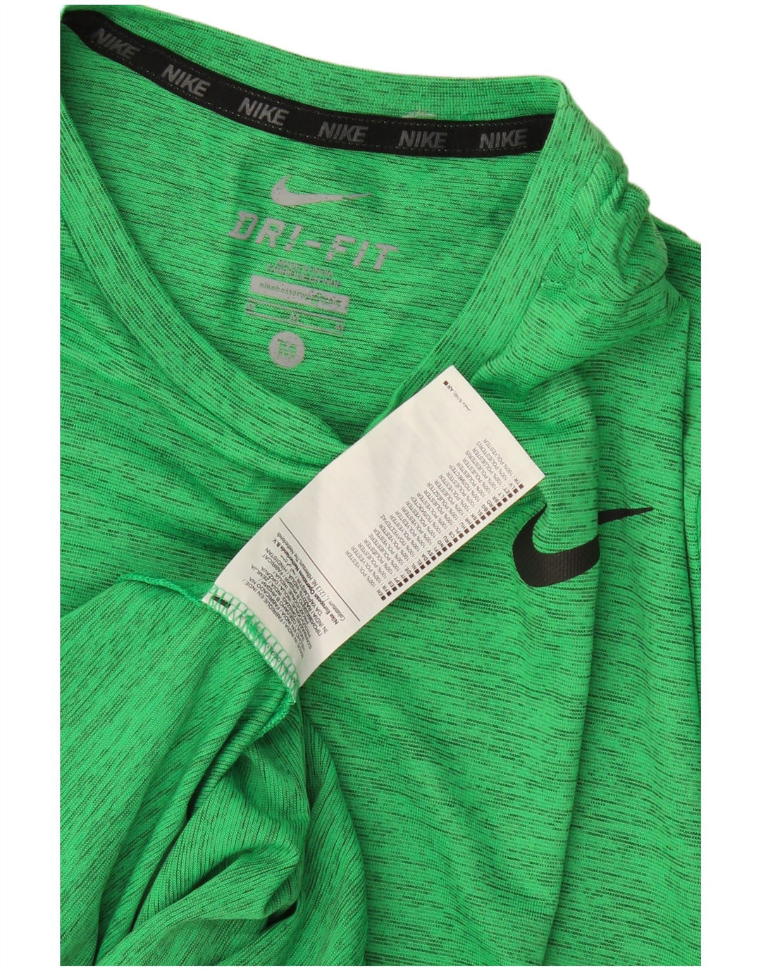 Camiseta masculina Nike Dri Fit Top poliéster manchado verde médio