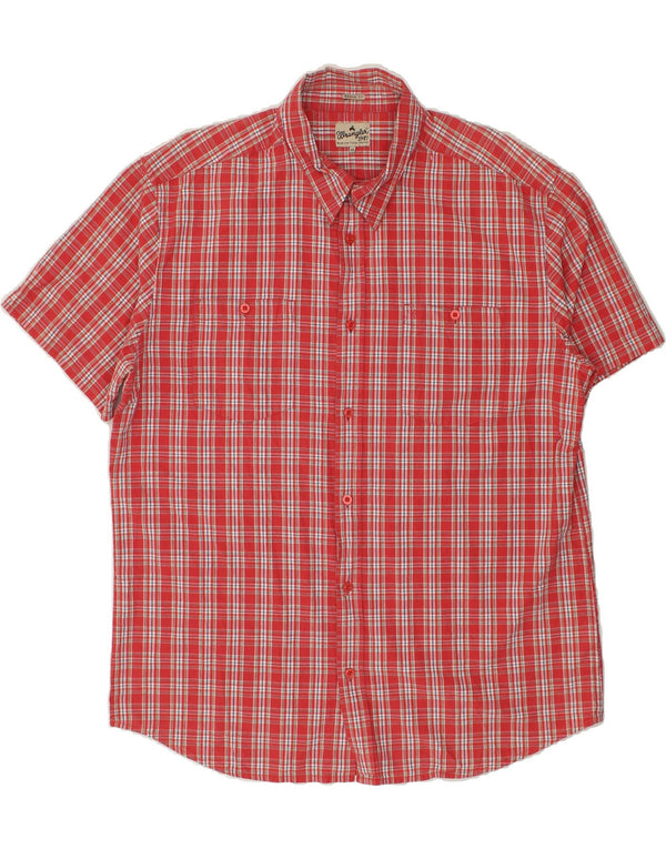 Camisa masculina de manga curta WRANGLER 2XL algodão xadrez vermelho