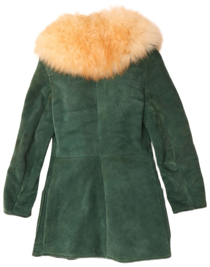 Casaco feminino vintage de shearling IT 42 verde médio