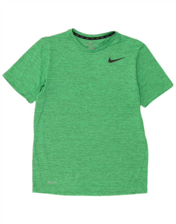 Camiseta masculina Nike Dri Fit Top poliéster manchado verde médio