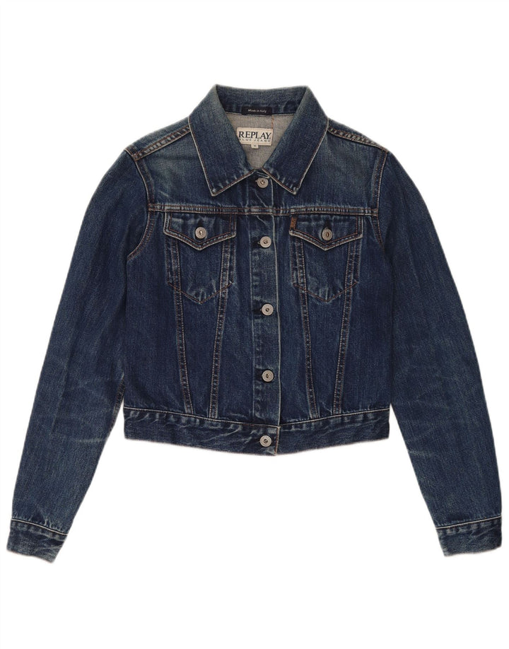 Jaqueta jeans feminina Replay UK 12 algodão azul médio