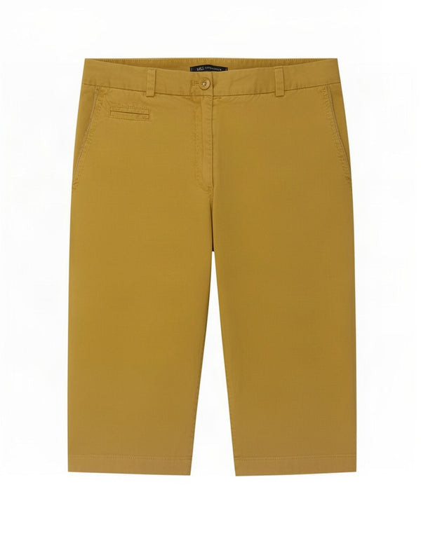 Shorts chino feminino Marks & Spencer UK 10 pequeno W30 algodão amarelo