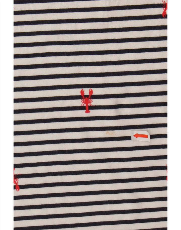 JOULES Top feminino de manga comprida UK 14 listrado branco grande