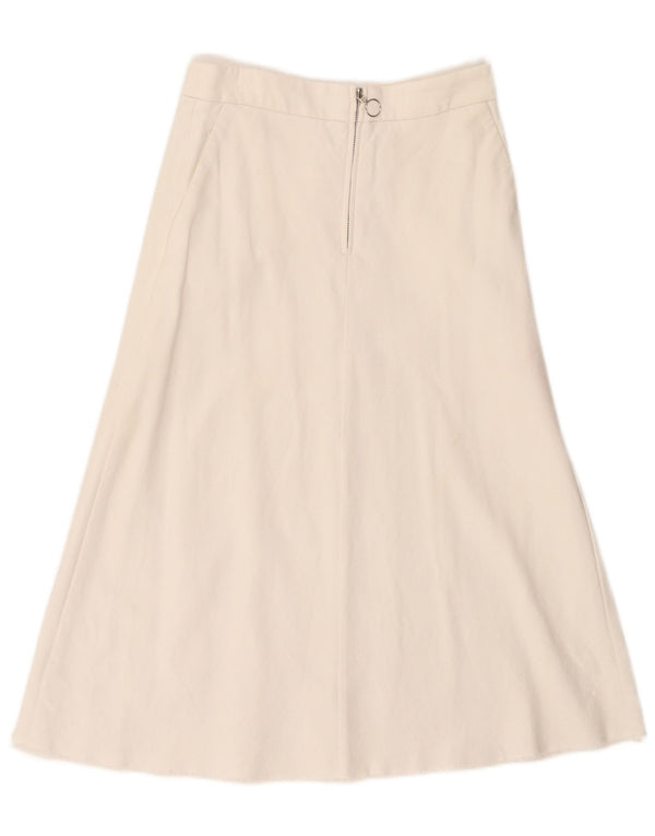 Saia feminina Zara cintura alta evasê pequena W26 algodão branco