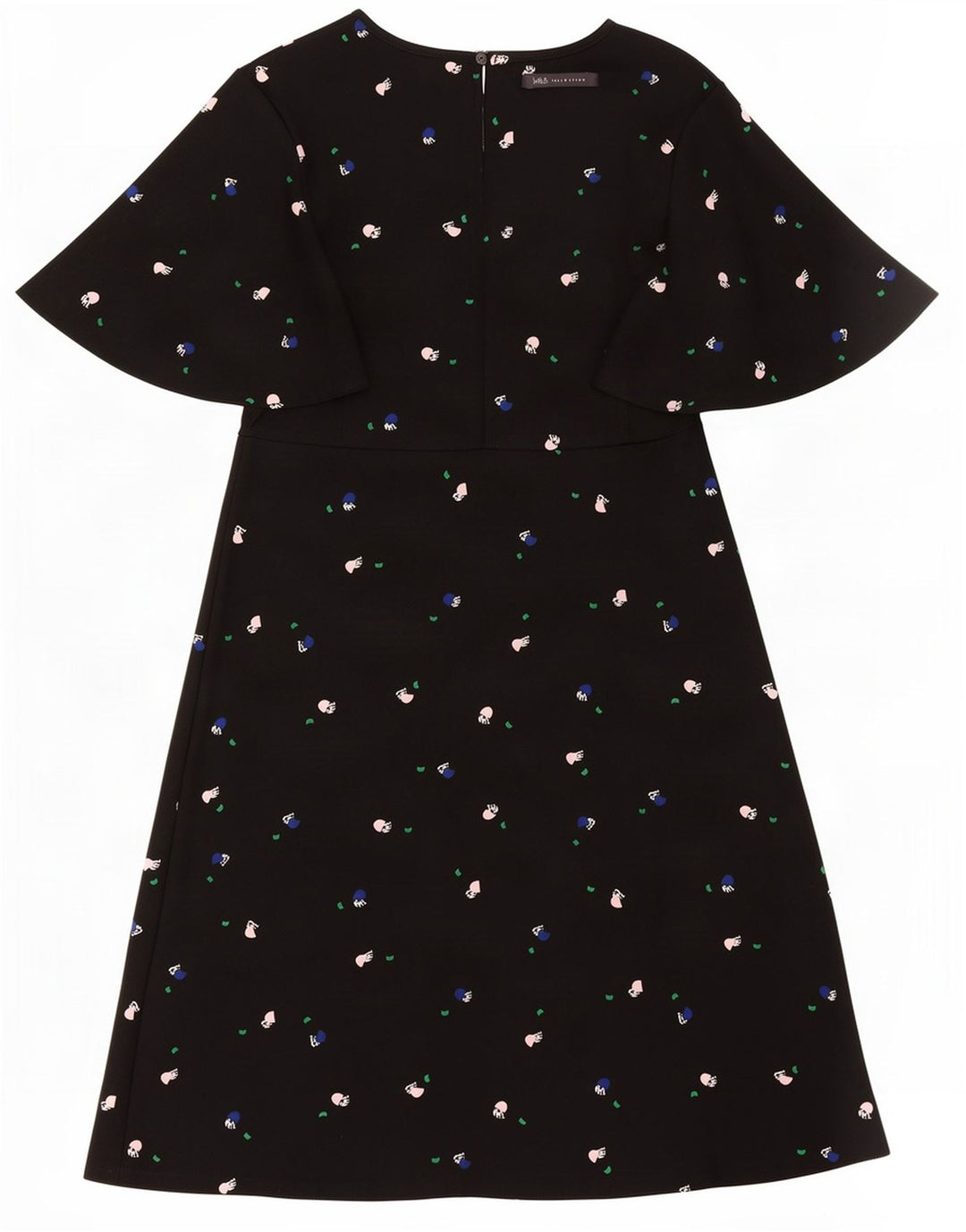 Vestido feminino Marks & Spencer com padrão abstrato linha A Reino Unido 10 pequeno preto