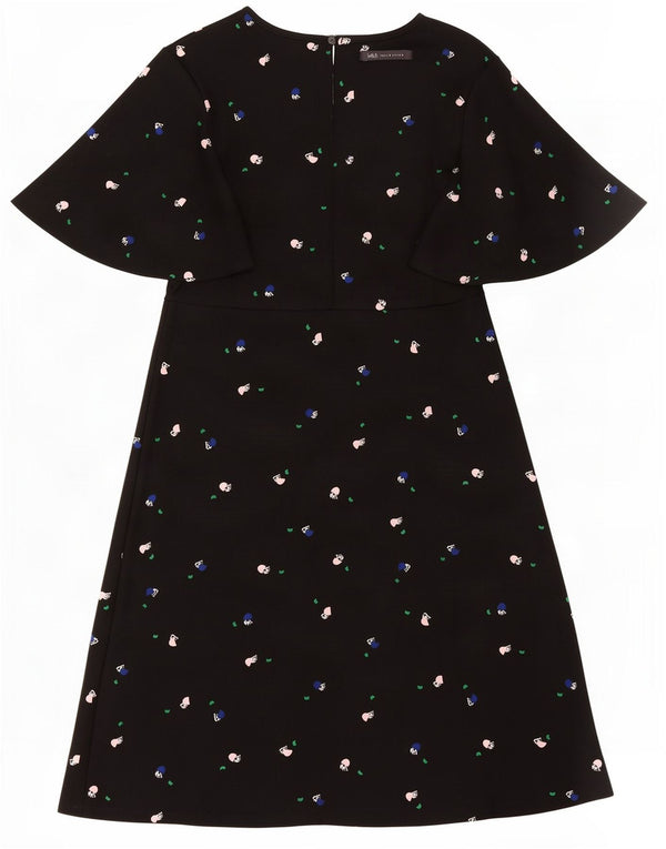 Marks & Spencer Womens Abstract Pattern A-Line Dress UK 10 Small Black