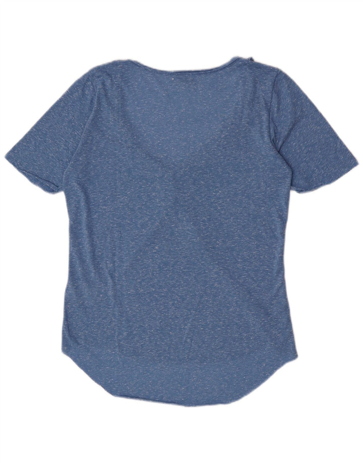 Blusa feminina Wrangler UK 14 grande algodão manchado azul