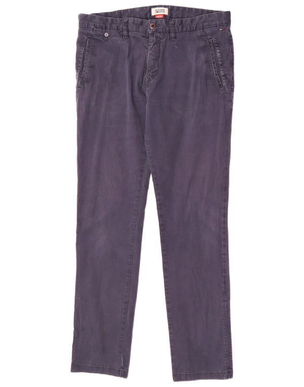 Tommy Hilfiger Mens Slim Chino Calças W34 L32 Azul Marinho Algodão