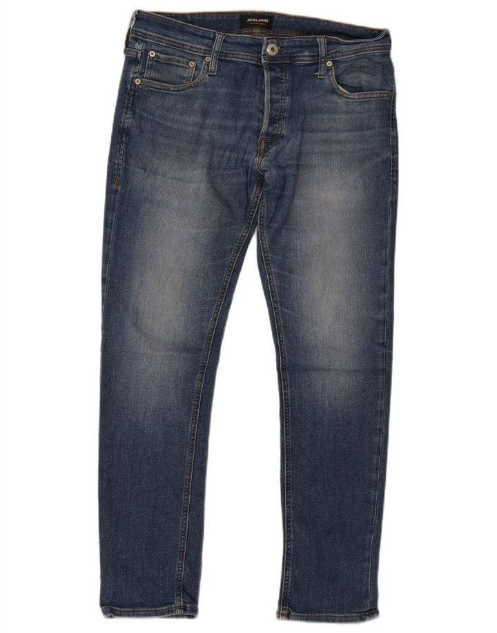 Jack & Jones Mens Slim Jeans W33 L30 Azul Algodão