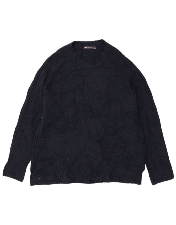 Suéter feminino Marks & Spencer com gola redonda Reino Unido 14 médio azul marinho