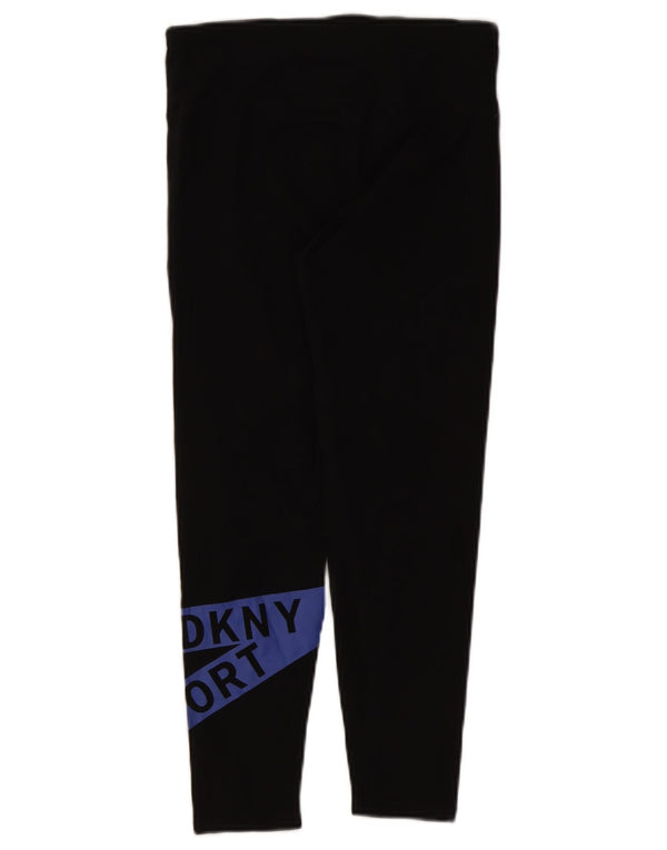 Leggings femininas Dkny com corte gráfico Reino Unido 12 algodão colorblock preto médio