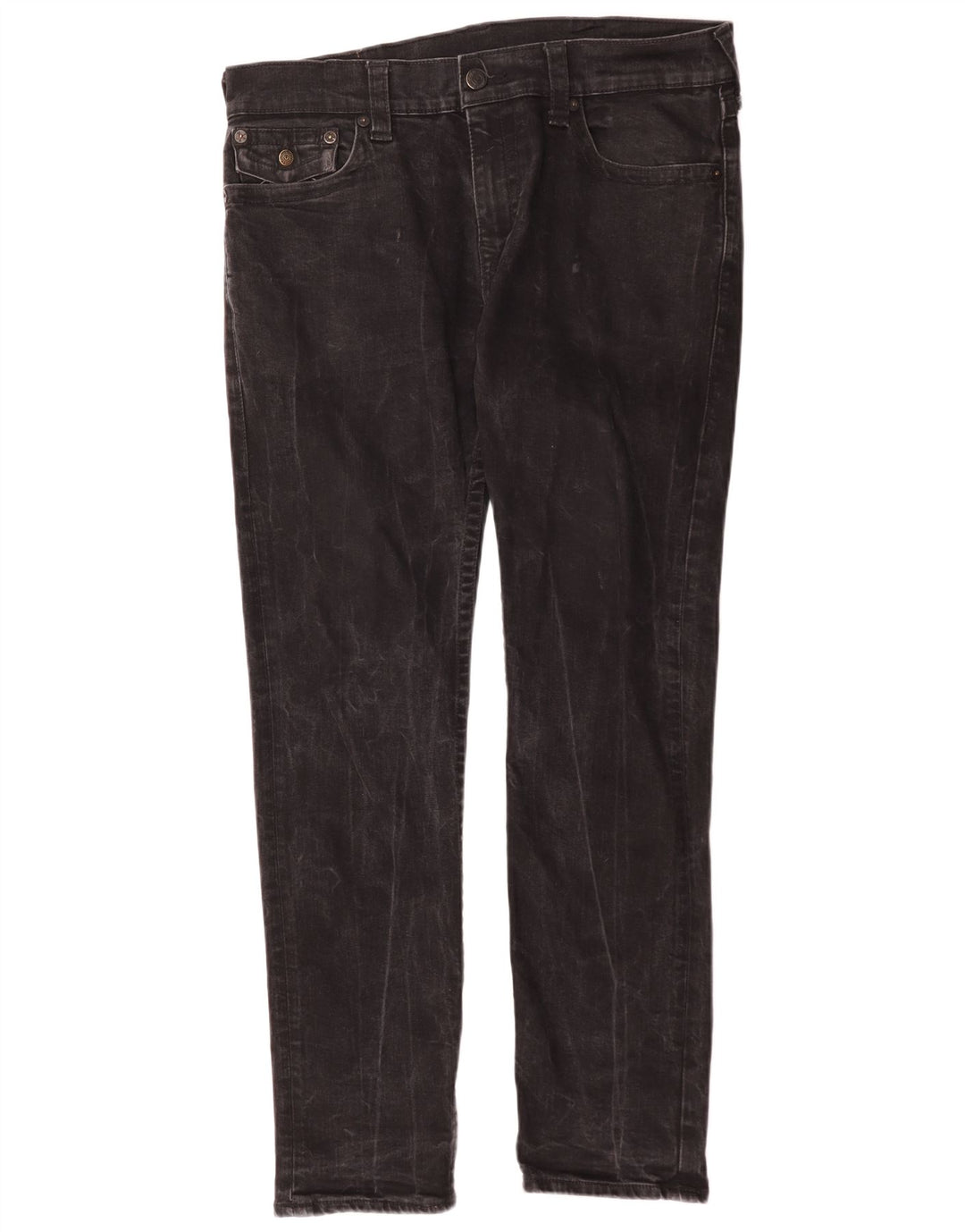 True Religion Mens Jeans Slim W34 L31 Algodão Preto