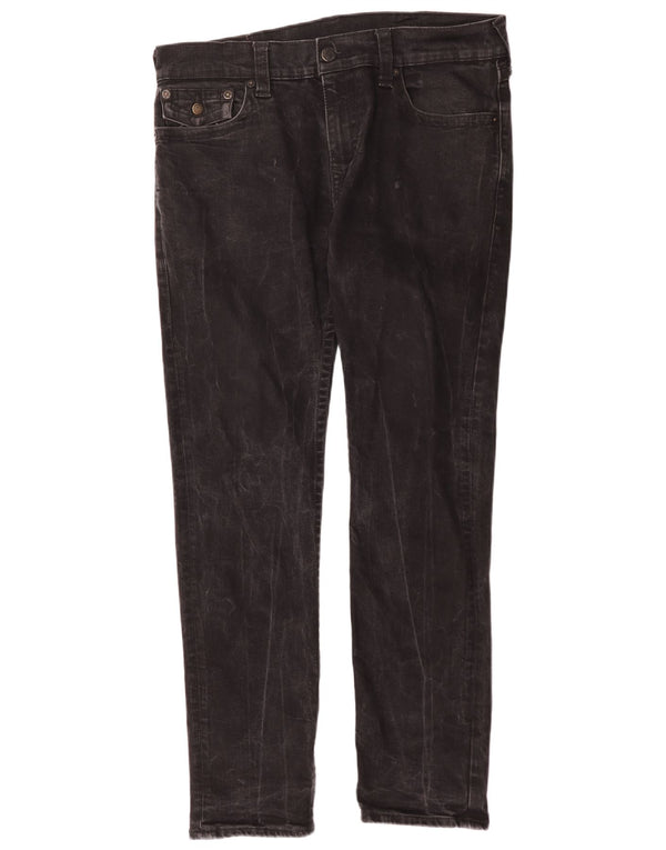 True Religion Mens Jeans Slim W34 L31 Algodão Preto