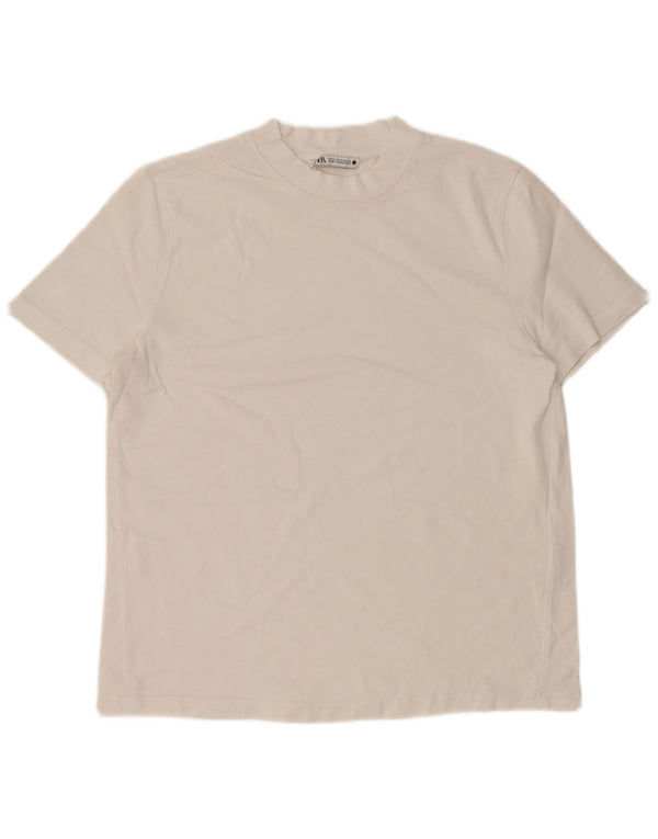 Camiseta masculina Zara top pequeno algodão off white