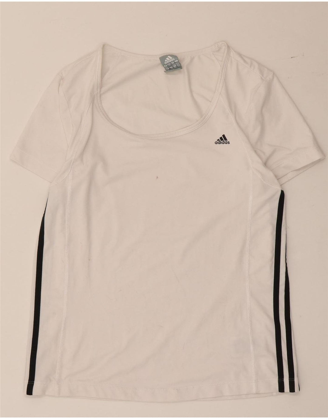 Camiseta feminina Adidas UK 12/14 médio branco colorblock poliéster