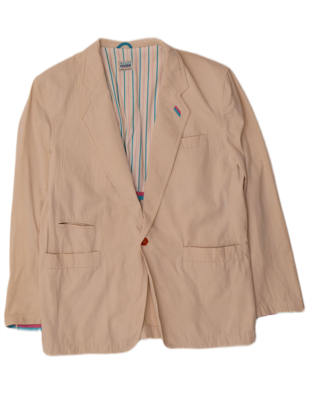 Jaqueta blazer masculina vintage com 1 botão EU 52 XL algodão bege
