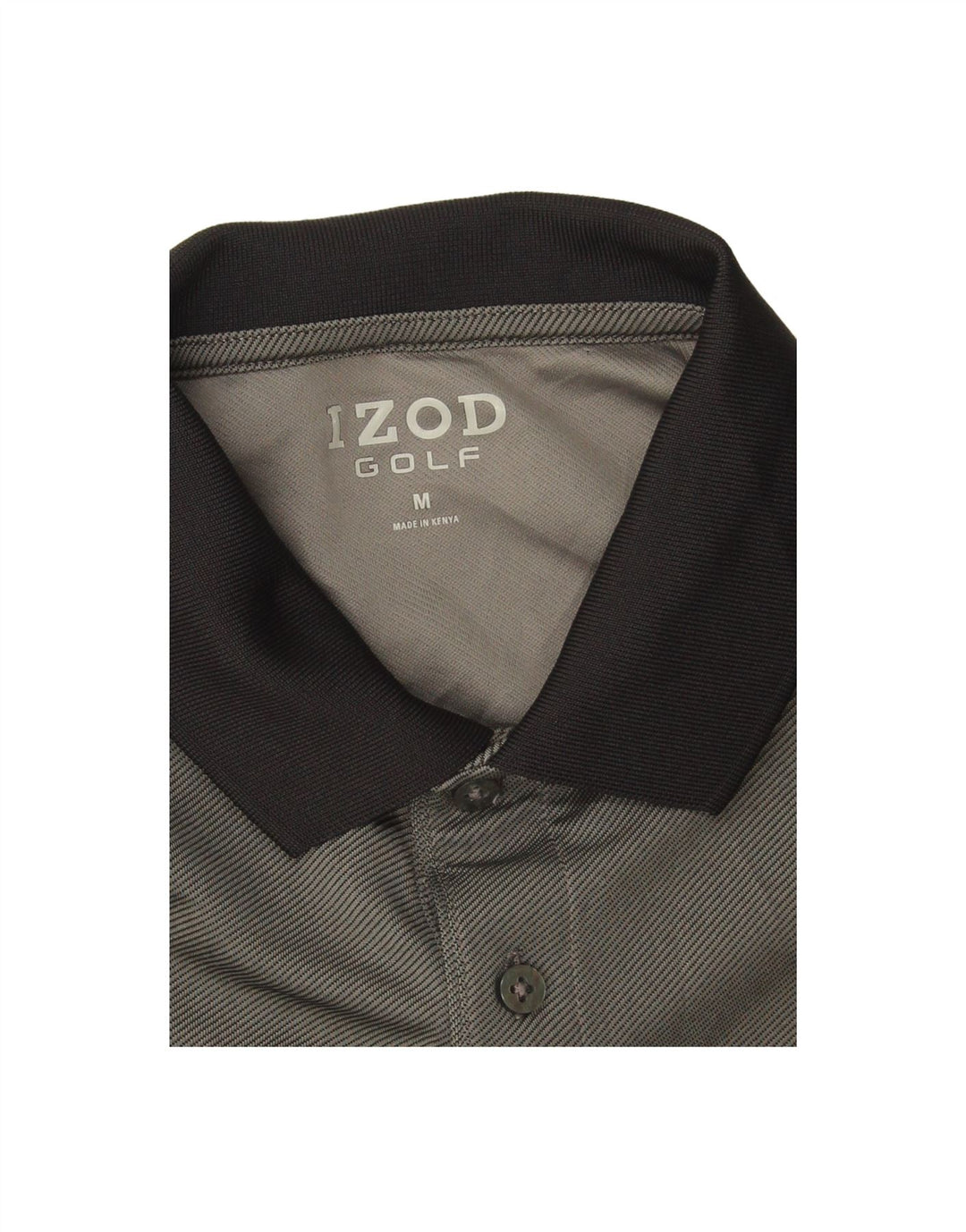 Camisa polo masculina de golfe IZOD listrada cinza médio