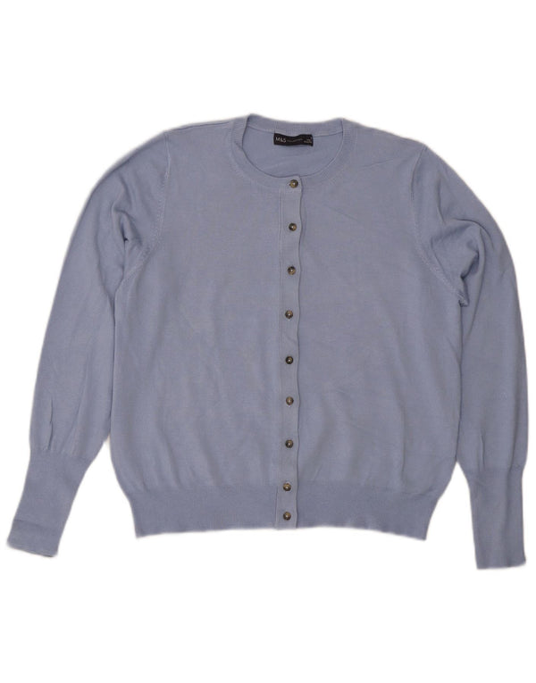 Suéter cardigã feminino Marks & Spencer UK 16 grande viscose azul