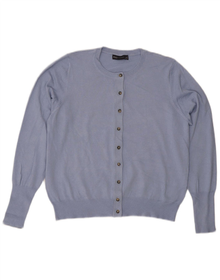 Suéter cardigã feminino Marks & Spencer UK 16 grande viscose azul