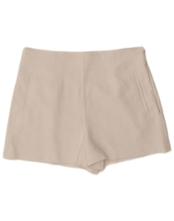 Zara Womens High Waist Hot Pants XL W32 White Cotton