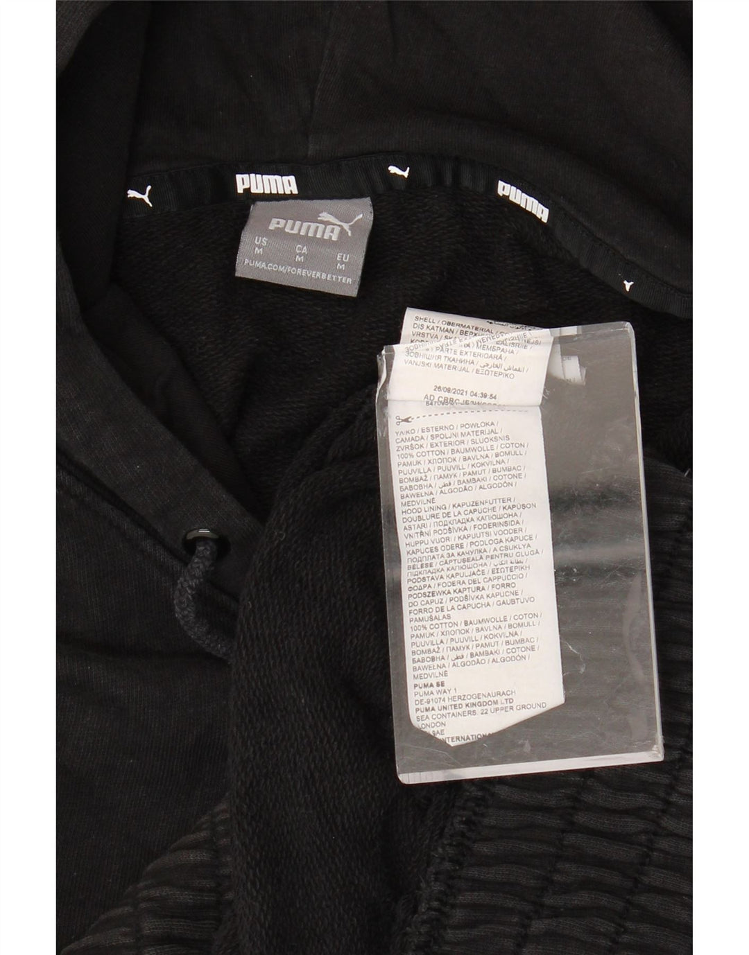PUMA Womens Oversized Hoodie Jumper Reino Unido 14 Médio Algodão Preto