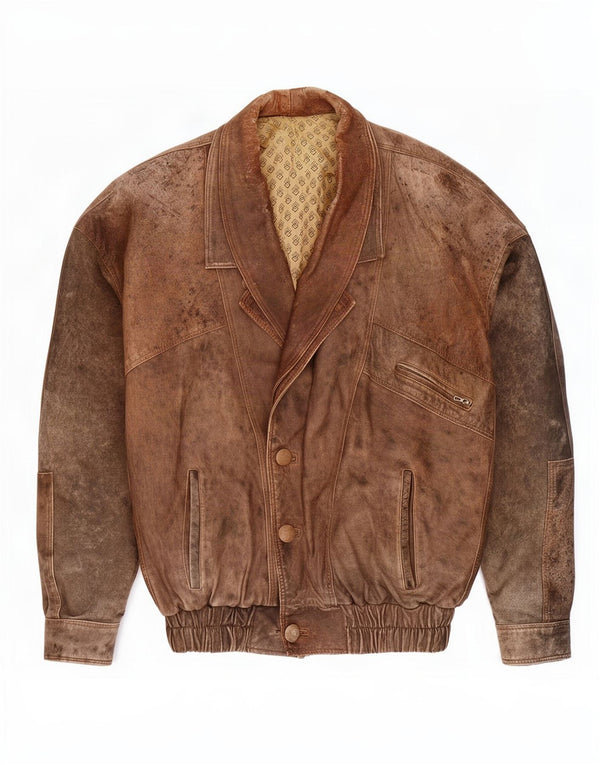 Jaqueta de couro masculina vintage UK 42 XL marrom