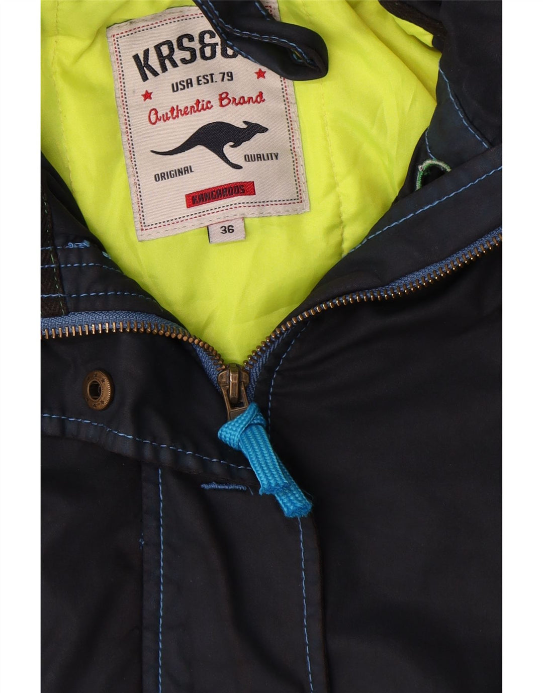 Jaqueta Parka feminina com capuz Kangaroos EU 36 pequena azul marinho