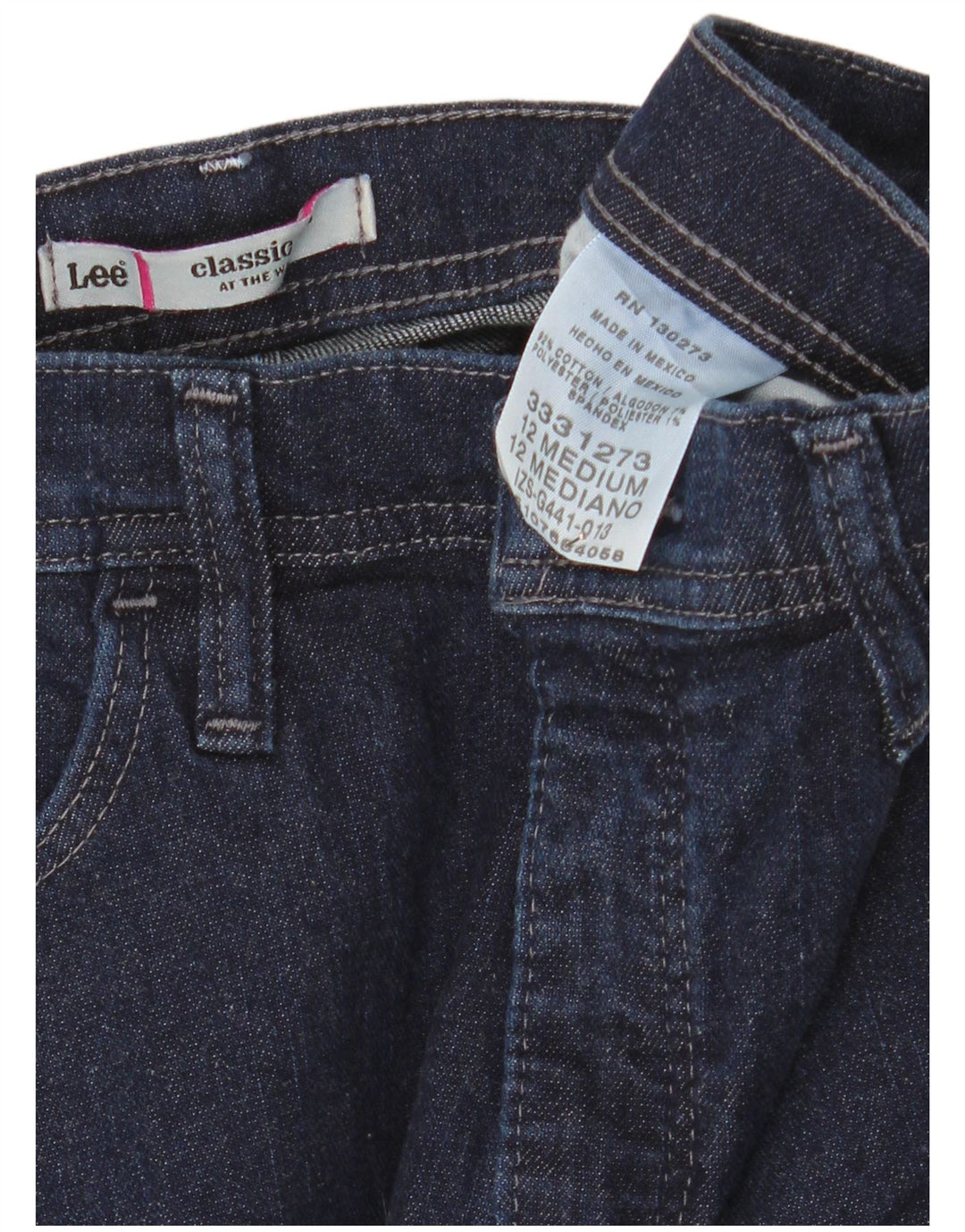 Calça jeans capri feminina clássica de cintura alta Lee US 12 grande W30 L20 azul marinho