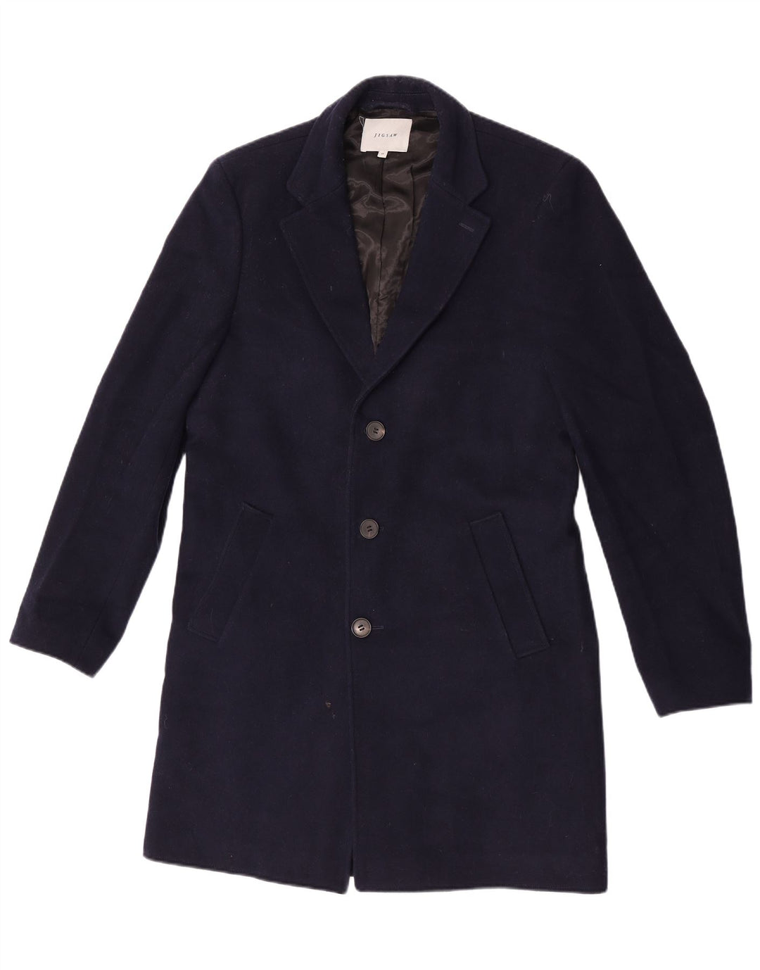 Sobretudo masculino Jigsaw UK 38 lã azul marinho médio