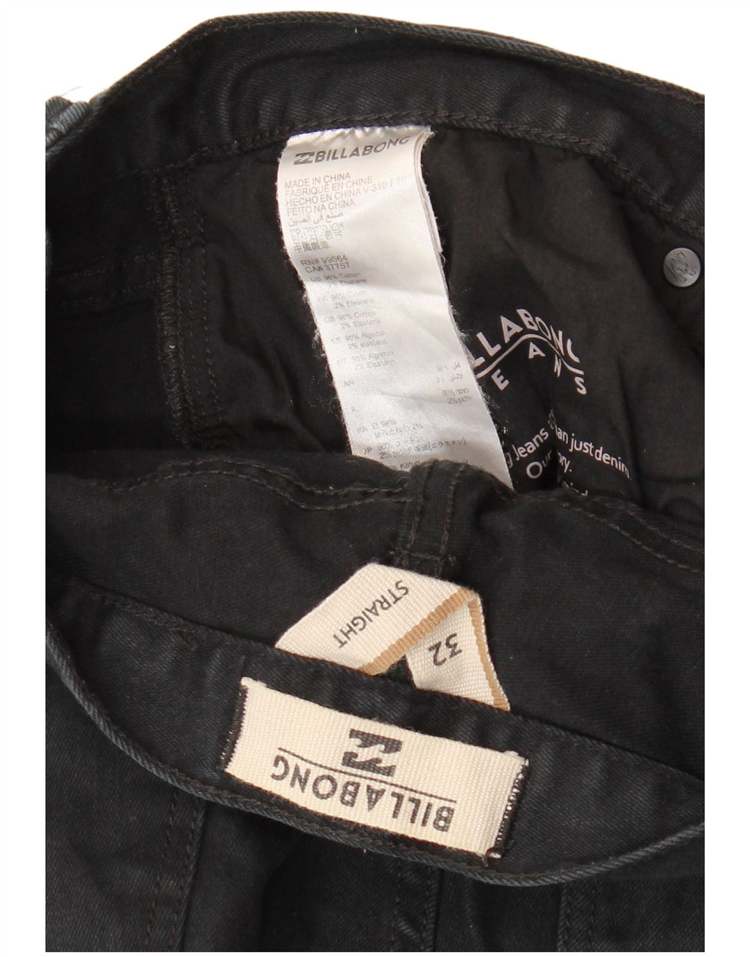 Calça jeans reta masculina BILLABONG W32 L29 algodão preto