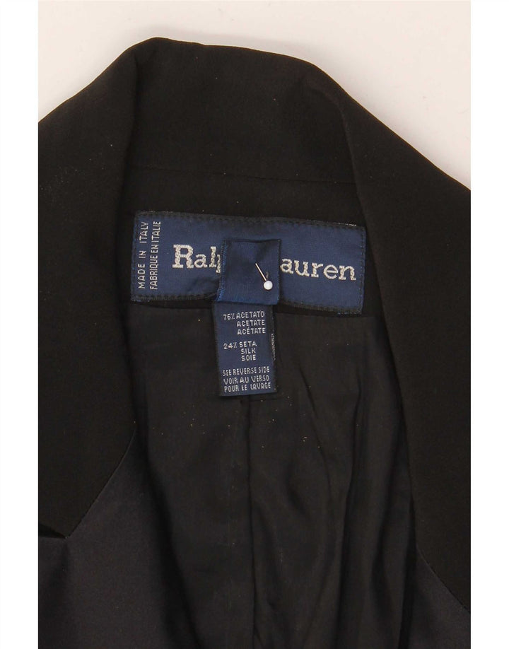 Casaco feminino Ralph Lauren com peito duplo EUA 8 acetato preto médio