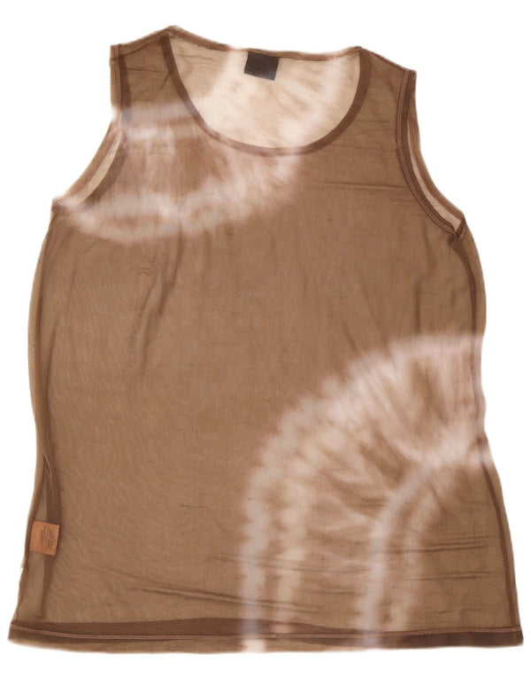 Colete feminino Trussardi Jeans UK 16 grande bege tie-dye poliamida