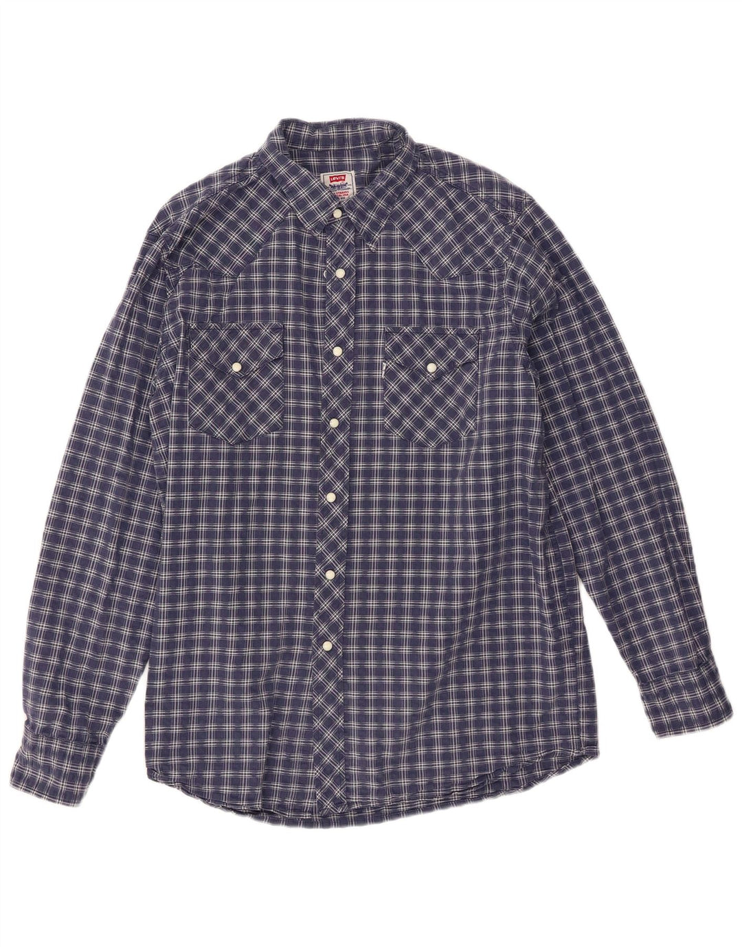 Camisa masculina Levi's grande xadrez azul marinho de algodão