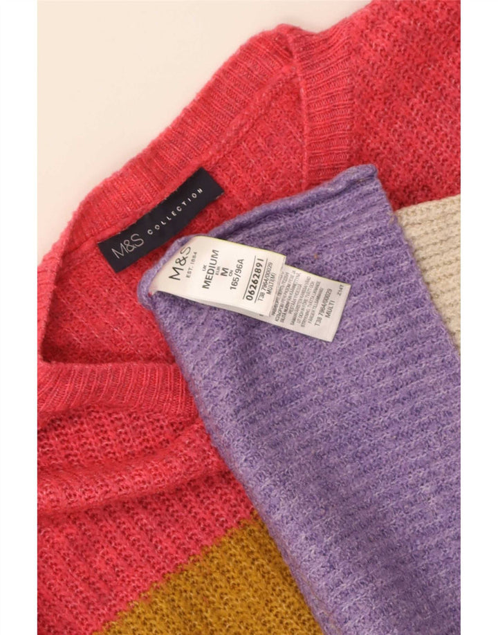 Suéter feminino Marks & Spencer com gola canoa Reino Unido 14 médio multicolorido