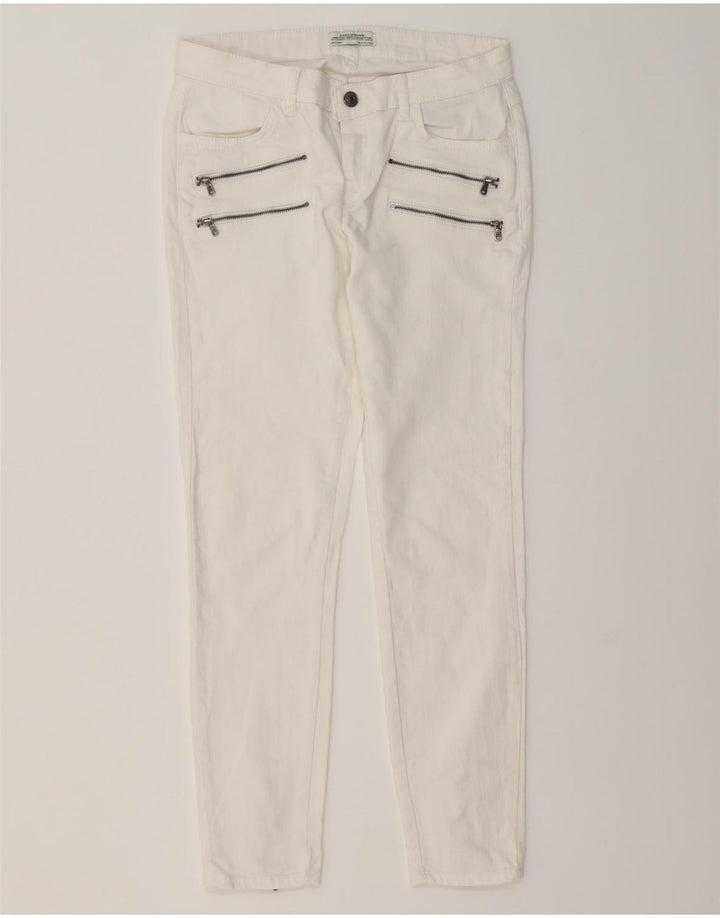 ZARA Cargo Slim Jeans Feminino EU 38 Pequeno W28 L27 Algodão Branco