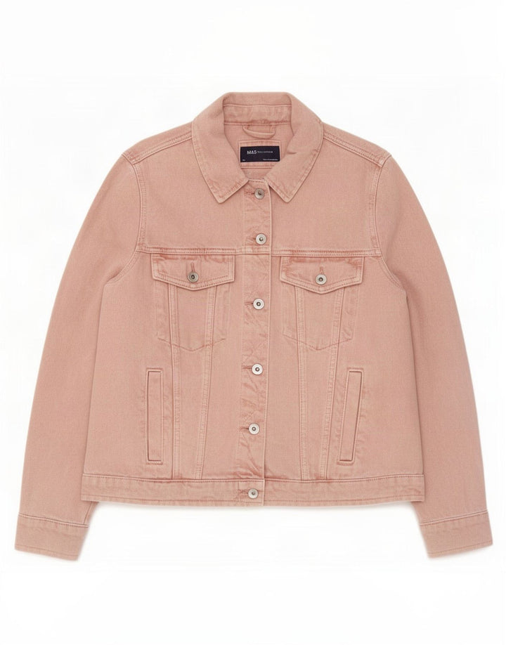 Jaqueta jeans feminina Marks & Spencer Reino Unido 14 algodão rosa médio