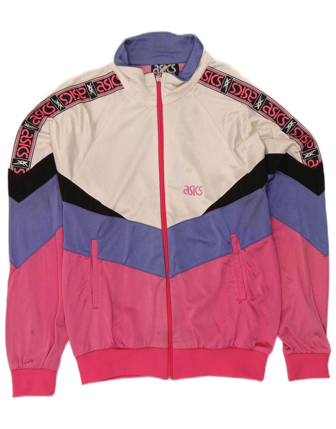 Jaqueta feminina ASICS com estampa gráfica IT 46 grande bloco colorido rosa