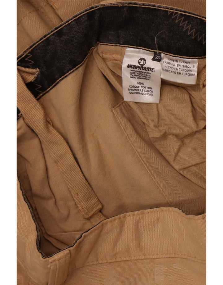 Calça cargo reta masculina Murphy & Nye W36 L34 algodão bege