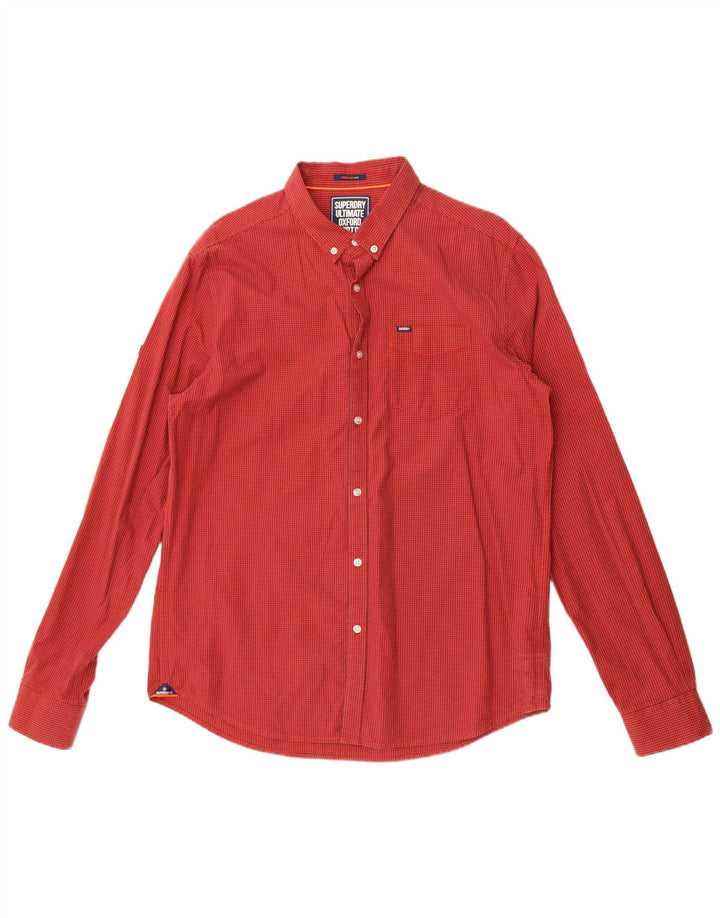 Camisa masculina Superdry Regular Fit XL algodão vermelho guingão