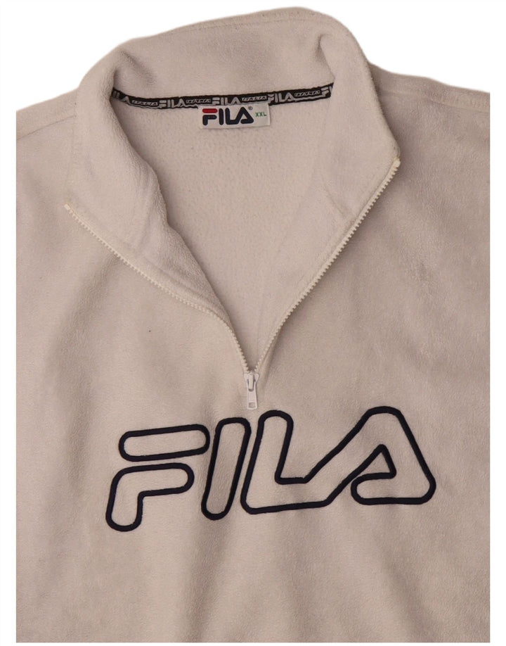 Suéter de lã masculino Fila com decote em zíper gráfico 2XL poliéster branco