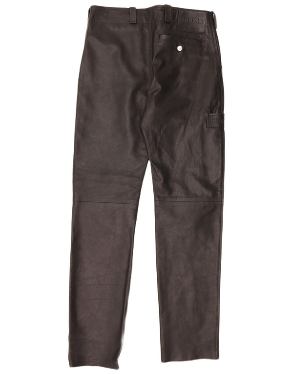 Calça feminina de couro reta Bockle W33 L34 preta