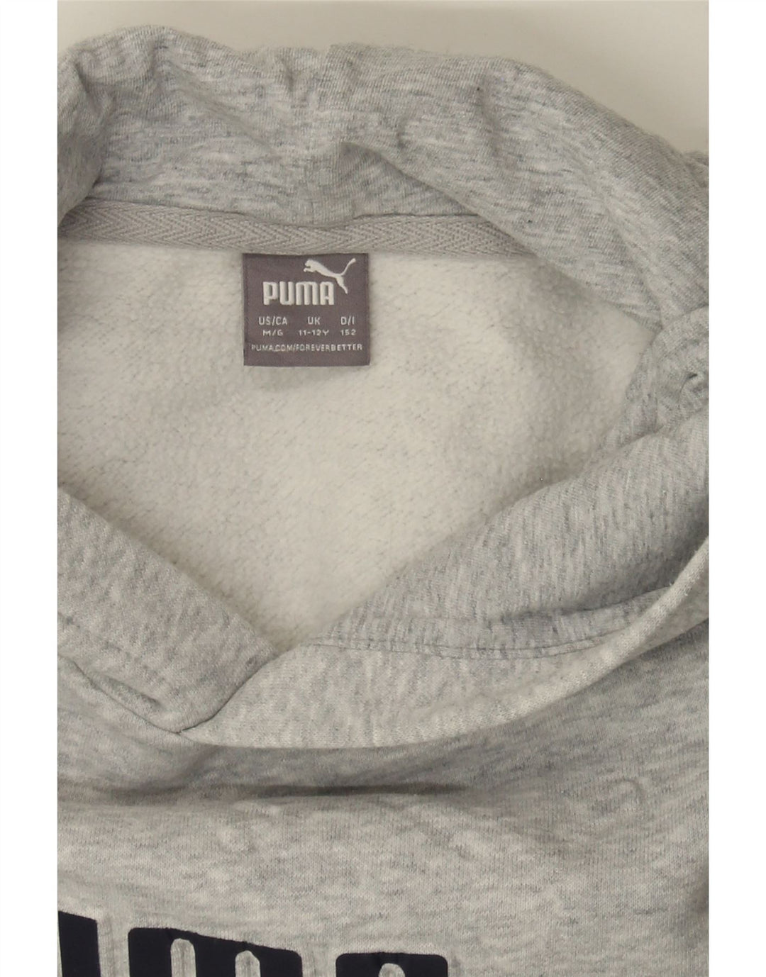 PUMA Boys Graphic Hoodie Jumper 11-12 Years Grey Cotton Vintage Puma and Second-Hand Puma from Messina Hembry 