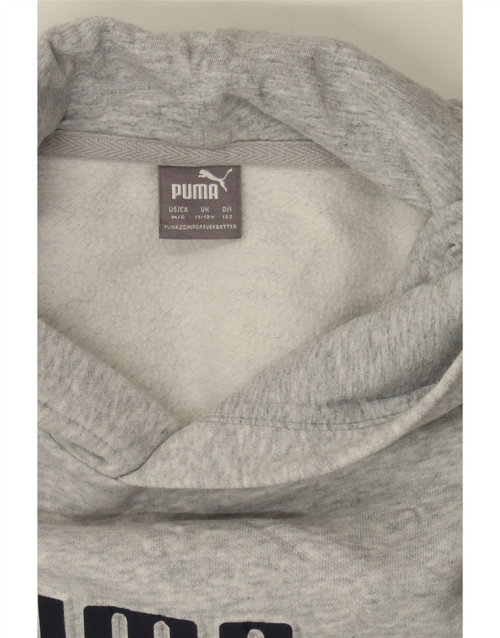 PUMA Boys Graphic Hoodie Jumper 11-12 Years Grey Cotton Vintage Puma and Second-Hand Puma from Messina Hembry 