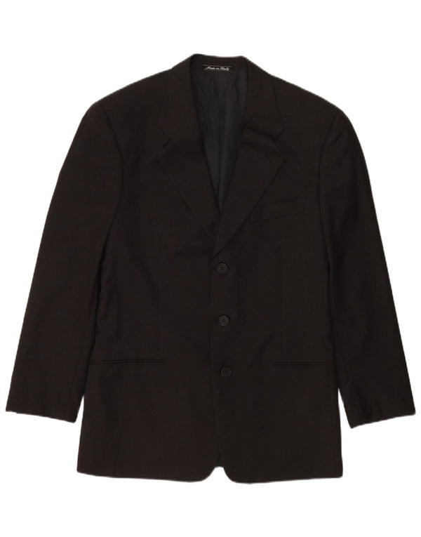 Jaqueta blazer masculina de 3 botões Giorgio Armani IT 48 pequena lã virgem cinza