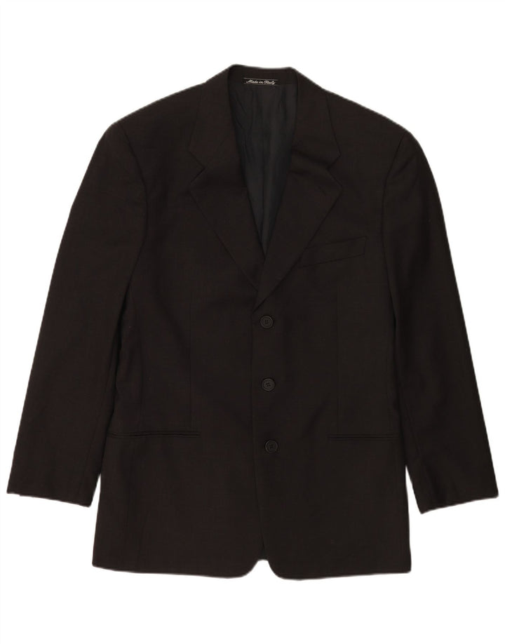 Jaqueta blazer masculina de 3 botões Giorgio Armani IT 48 pequena lã virgem cinza