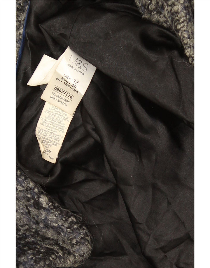 Casaco feminino Marks & Spencer com peito duplo Reino Unido 12 cinza médio manchado