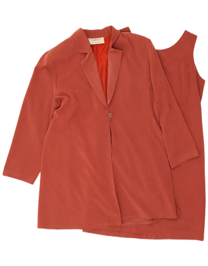Conjunto feminino vintage com 1 botão e 2 peças de poliéster grande Borgonha Reino Unido 16